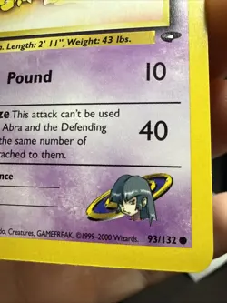 Pokemon TCG Sabrina's Abra Gym Challenge Unlimited Common Card 93/132 - Image 3
