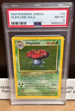 Pokemon Card VILEPLUME 1999 Holo Jungle - #15 PSA NM-MT 8 - Image 1