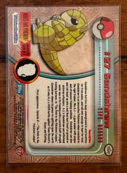 1999 Topps Pokemon Sandshrew #27 TV Animation Blue Logo Non Holo 1st Series - Image 2