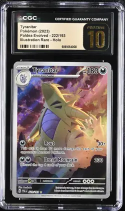 Pokemon CGC Pristine 10 Tyranitar 222/193 SV02: Paldea Evolved Illustration Rare - Image 1