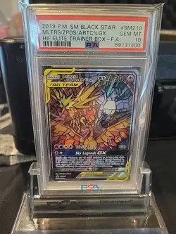 2019 POKEMON SM BLACK STAR PROMO FULL ART/MOLTRES & ZAPDOS & ARTICUNO GX PSA 10 - Image 1