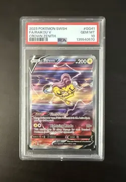 2023 POKEMON SWORD & SHIELD CROWN ZENITH #GG41 FULL ART/RAIKOU V PSA 10 - Image 1