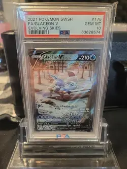 2021 Pokemon SWSH Evolving Skies Glaceon V #175/203 PSA 10 - Image 1