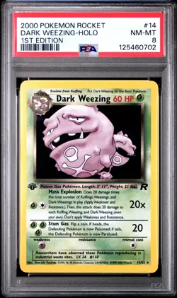 Pokemon Dark Weezing 14/82 Team Rocket Holo 1st Edition PSA 8 - Image 1