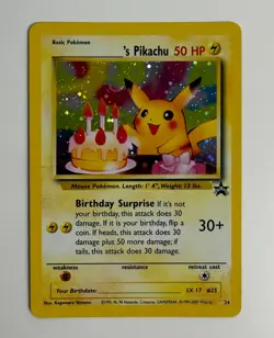 2000 WOTC POKEMON MAIL GIVEAWAY BIRTHDAY PIKACHU #24 BLACK STAR PROMO HOLO NM - Image 3