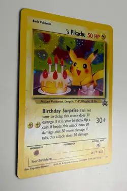 2000 WOTC POKEMON MAIL GIVEAWAY BIRTHDAY PIKACHU #24 BLACK STAR PROMO HOLO NM - Image 4