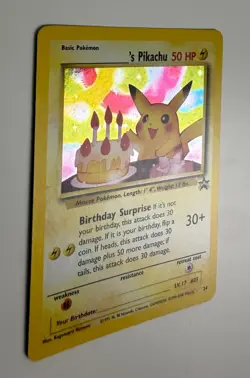 2000 WOTC POKEMON MAIL GIVEAWAY BIRTHDAY PIKACHU #24 BLACK STAR PROMO HOLO NM - Image 5