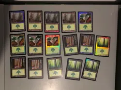 16 forest. Basic land MTG Card. Invasion. Foil. Old Vintage Border inc playsets - Image 1