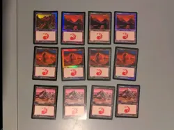 12 Mountain Basic Lands. MTG 12 Card. Invasion. Foil. Old Vintage Border. - Image 1