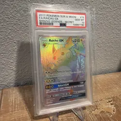 Pokemon Raichu GX Shining Legends Secret Rare Full Art #75 PSA 10 Gem Mint - Image 1
