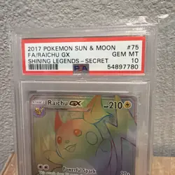 Pokemon Raichu GX Shining Legends Secret Rare Full Art #75 PSA 10 Gem Mint - Image 3