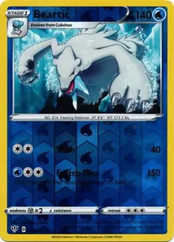 x1 Beartic - 049/189 - Rare - Reverse Holo Pokemon SS03 Darkness Ablaze M/NM - Image 1