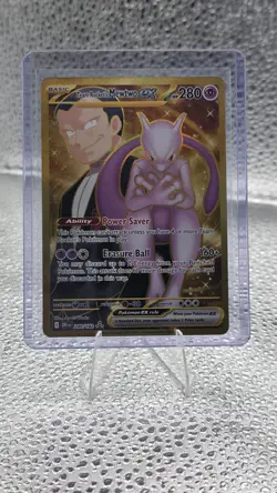 Team Rocket's Mewtwo ex 240/182 Destined Rivals Pokemon Gold Hyper Rare NM - Image 1