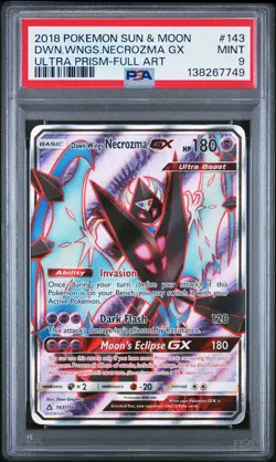 2018 POKEMON SUN & MOON ULTRA PRISM #143 FULL ART/DAWN WINGS NECROZMA GX PSA 9 - Image 1