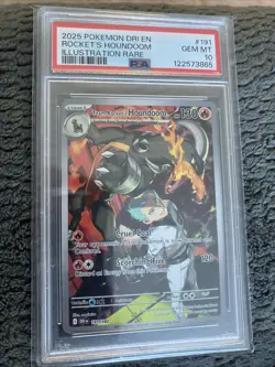 2025 POKEMON DRI EN-DESTINED RIVALS #191 TEAM ROCKET'S HOUNDOOM PSA 10 - Image 1