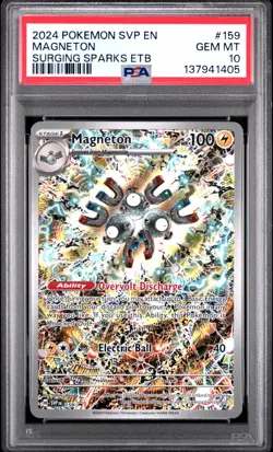 Pokemon TCG Magneton 159 Surging Sparks ETB Promo PSA 10 - Image 1