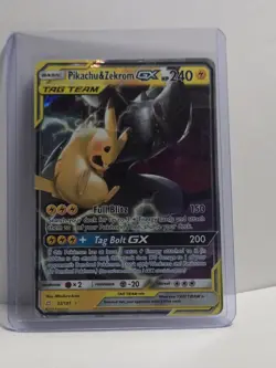 *TAG TEAM ULTRA RARE* Pokemon Pikachu & Zekrom GX 33/181 Sm-Team Up Holo 240HP - Image 1