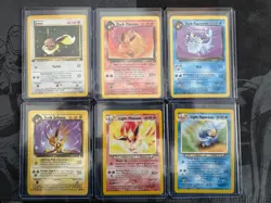 Pokemon Lot 6 Cards - 1st Edition Team Rocket Eevee + Light Vaporeon Flareon Dar - Image 1