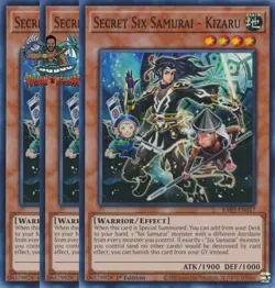 Yugioh! 3x Secret Six Samurai - Kizaru RA03-EN017 Super Rare 1st Ed NM - Image 1