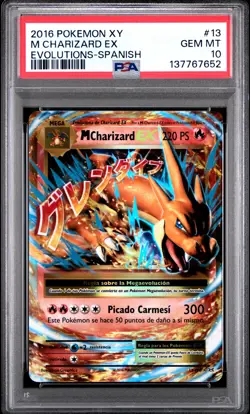 2016 POKEMON XY EVOLUTIONS SPANISH #13 M CHARIZARD EX PSA 10 - Image 1