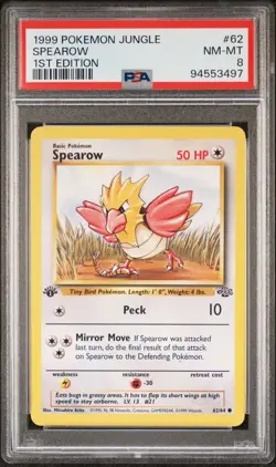 1999 POKEMON JUNGLE 62 SPEAROW 1ST EDITION PSA 8 NM-MT - Image 1