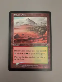 Shivan Oasis. Land MTG Card. Invasion. Foil. Old Vintage Border. - Image 1