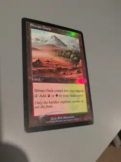 Shivan Oasis. Land MTG Card. Invasion. Foil. Old Vintage Border. - Image 4