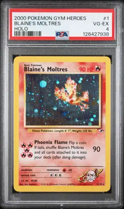 Blaine's Moltres #1/132 PSA 4 - 2000 Pokemon Gym Heroes Unlimited Holo SWIRL - Image 1