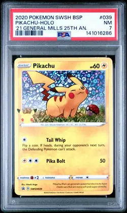 2020 POKEMON SWSH BLACK STAR PROMO #039 PIKACHU-HOLO PSA 7 - Image 1