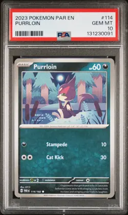 2023 POKEMON PAR EN-PARADOX RIFT #114 PURRLOIN PSA 10 - Image 1
