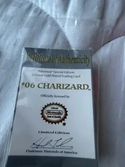Charizard #06 23k Gold Plated Pokemon Card w/ COA Burger King *READ* - Image 3