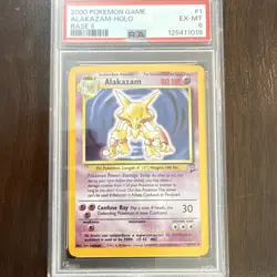 Pokemon TCG Alakazam Base Set 2 1/130 Holo Rare English 2000 PSA 6 Card - Image 1