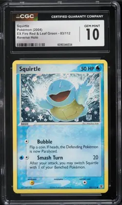 CGC 10 Squirtle EX Fire Red & Leaf Green 83/112 Reverse Holo Pokemon Card - Image 1