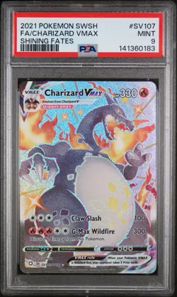 2021 POKEMON SWORD & SHIELD SHINING FATES #SV107 FULL ART/CHARIZARD VMAX PSA 9 - Image 1