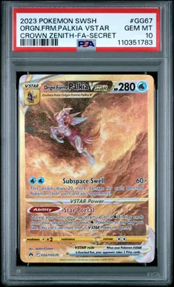 2023 Pokemon S&S Crown Zenith Origin Forme Palkia VSTAR FA Secret #GG67 PSA 10 - Image 1