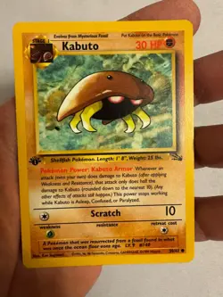 1999 Pokemon - 1st Edition Kabuto Non-Holo - Fossil 50/62 - WOTC - Image 2