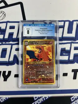 2000 Pokemon JP Neo Premium File 2 Reverse Holo #006 Charizard CGC NM MINT 8 - Image 1