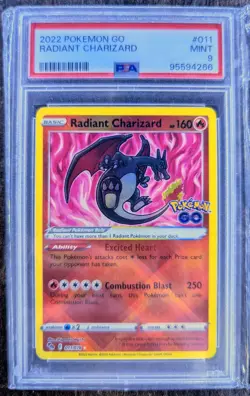 Pokemon Go Radiant Charizard Trading Card PSA 9 Mint 011/078 Holo Radiant Rare - Image 1