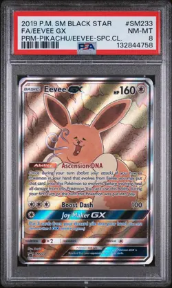 2019 POKEMON SM SPECIAL COLLECTION PROMO #SM233 FULL ART/EEVEE GX PSA 8 - Image 1