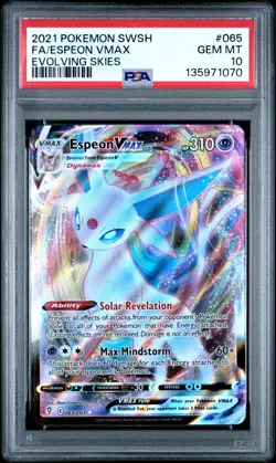 Pokemon TCG: Espeon VMAX 065/203 SWSH07: Evolving Skies Holo PSA 10 - Image 1