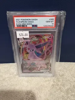 Pokemon TCG: Espeon VMAX 065/203 SWSH07: Evolving Skies Holo PSA 10 - Image 1