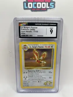 CGC 9 MINT Lt. Surge's Fearow 2000 Gym Heroes 7/132 Holo Pokemon Card - Image 1