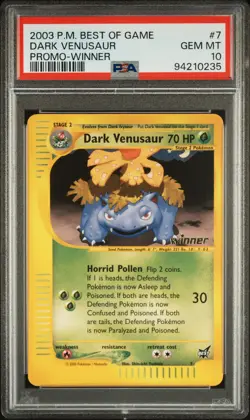 2003 POKEMON BEST OF GAME PROMO WINNER #7 DARK VENUSAUR PSA 10 - Image 1