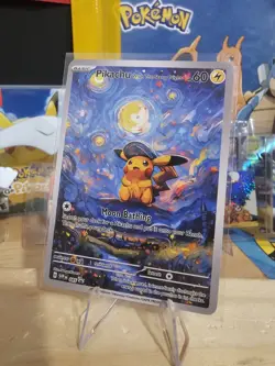 Van Gogh Starry Night Pilachu - Classic Pokemon Fan Art Custom- NON TCG - (NM) - Image 3