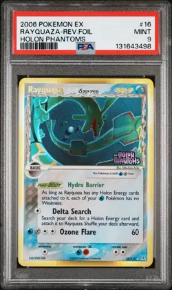 2006 POKEMON EX HOLON PHANTOMS #16 RAYQUAZA-REVERSE FOIL PSA 9 - Image 1