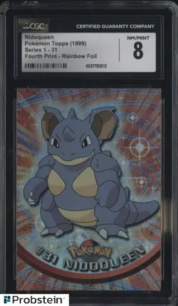 1999 Topps Pokemon Series 1 Fourth Print Rainbow Foil #31 Nidoqueen CGC 8 - Image 1