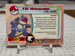 1999 Topps Pokemon Series 1 #31 NidoQueen (Sunrays Foil) TV Animation Black LP - Image 2