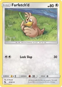 45/68 Farfetch'd Uncommon: Pokemon Trading Card Game Hidden Fates - Image 1