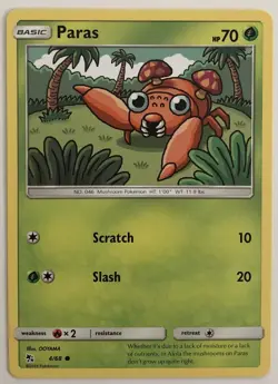 4/68 Paras Common: Pokemon Trading Card Game Hidden Fates - Image 1