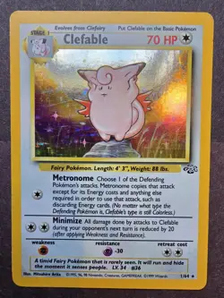Pokemon TCG Clefable Holo Rare 1/64 Jungle Set Unlimited 1999 WOTC L.P. - Image 1